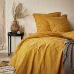LINEN Linen duvet cover 220x240cm - yellow - Image 3