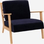 VIKEN Πολυθρόνα δρύινη Velvet Dark Blue - Image 4