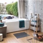 BARNABE shelf with 3 bamboo baskets and gray fabric - Image 2