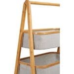BARNABE shelf with 3 bamboo baskets and gray fabric - Image 4