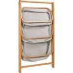 BARNABE shelf with 3 bamboo baskets and gray fabric - Image 5