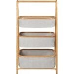BARNABE shelf with 3 bamboo baskets and gray fabric - Image 6