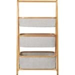 BARNABE shelf with 3 bamboo baskets and gray fabric - Image 7