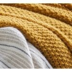 LOU knitted cotton throw 130x170cm mustard - Image 3