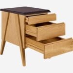 BECKETT office chest of drawers in oak and leather - Image 3