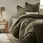 LINEN Λινό κατωσέντονο με λάστιχο 140x200εκ χακί - Image 2