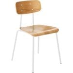HESTER δρύινο κάθισμα, ατσάλινος σκελετός, λευκός