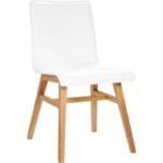 PLY δερμάτινη καρέκλα με δρύινα πόδια λευκή