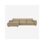 POSADA 3-seater sofa with left corner in Lucca fabric - White mastic