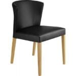 VALENTINA Καρέκλα με μαύρο δέρμα PU και δρύινα πόδια