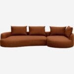 Cagliari - Γωνιακός αριστερός καναπές από ύφασμα Copparo - Rust orange