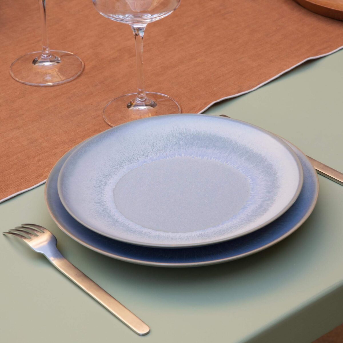 Asta Πιάτο γλυκού stoneware- 22 cm - Μπλε και καφέ - Image 2