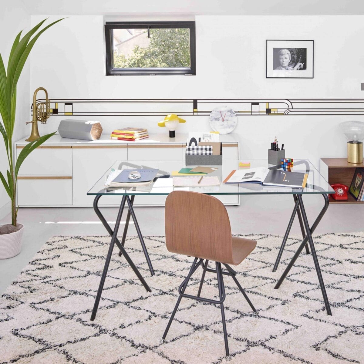 JIDDETH cotton carpet 170x240cm black and white - Image 2