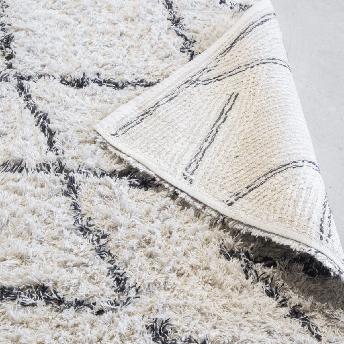 JIDDETH cotton carpet 170x240cm black and white - Image 5