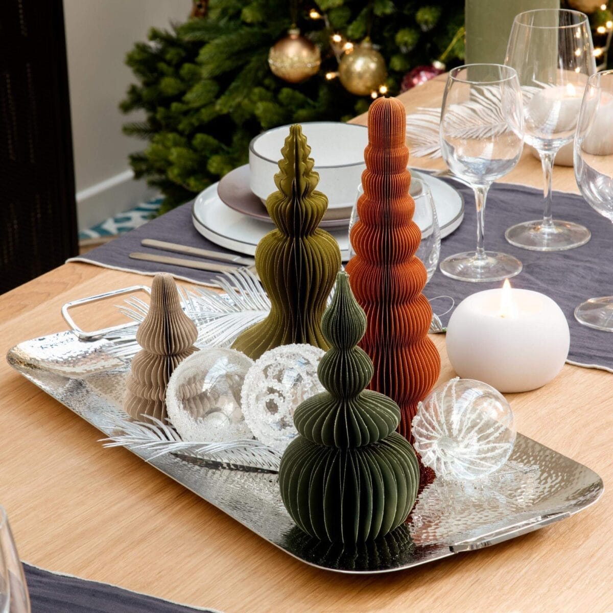 HAMMERED Ορθογώνιος δίσκος ανοξείδωτος - 60 x 28 cm - Ασημί - Image 2