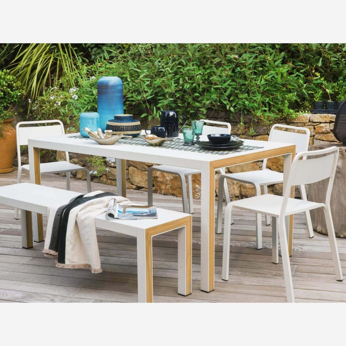 OTMAN Σετ 2 επιτραπέζιων runners - 40 x 140 cm - Πράσινο μπλε μπεζ - Image 5