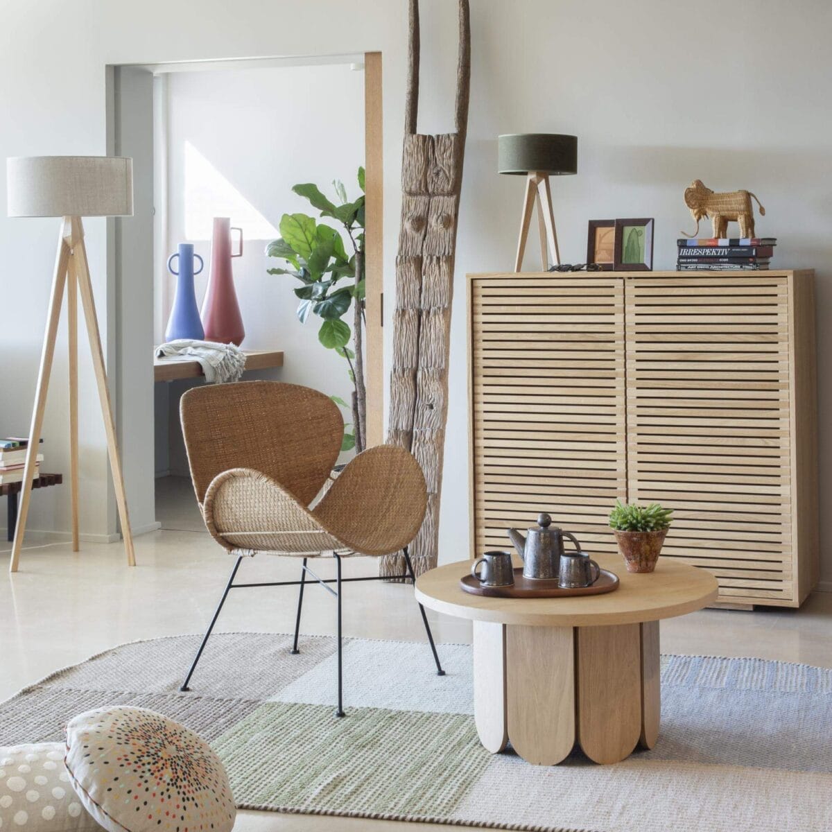 TRIPOD II floor lamp base H148cm, natural wood - Image 6