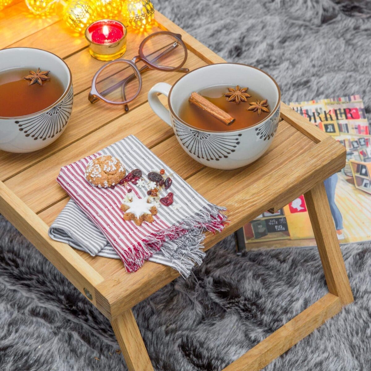 TIFFANY δρύινος δίσκος πρωινού 45εκ  φυσικό - Image 2