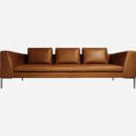 MONTINO three-seater marron leather sofa