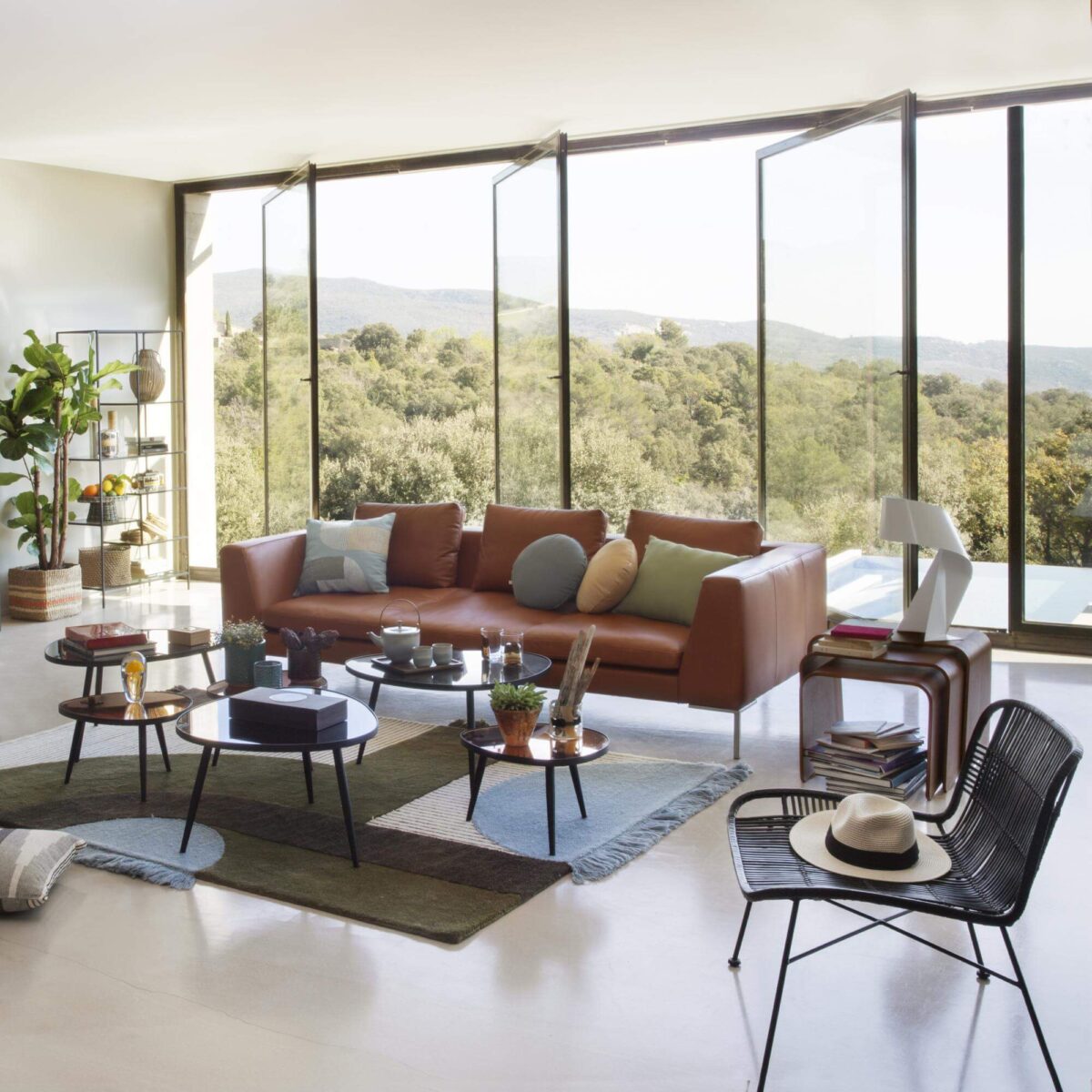 MONTINO three-seater marron leather sofa - Image 11