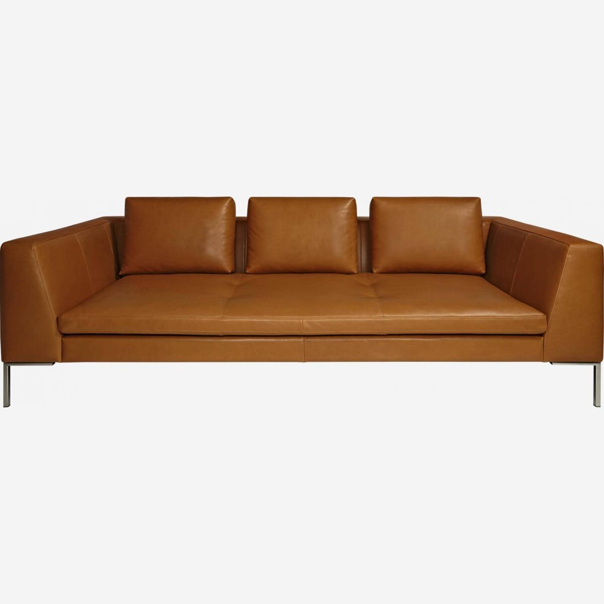 MONTINO three-seater marron leather sofa - Image 3
