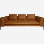 MONTINO three-seater marron leather sofa - Image 3