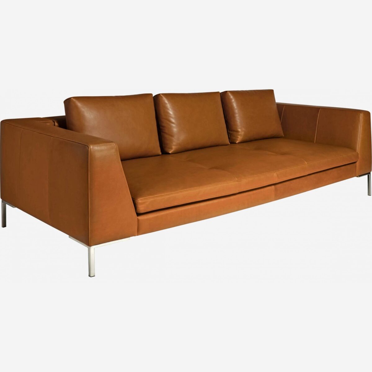 MONTINO three-seater marron leather sofa - Image 4