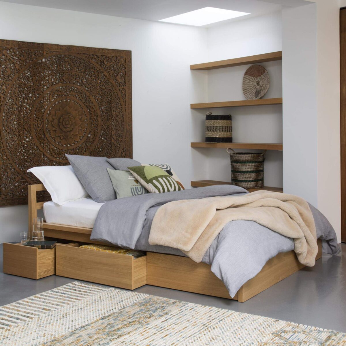 ADAMS δρύινο κρεβάτι 160x200εκ με αποθηκευτικό χώρο - Image 2