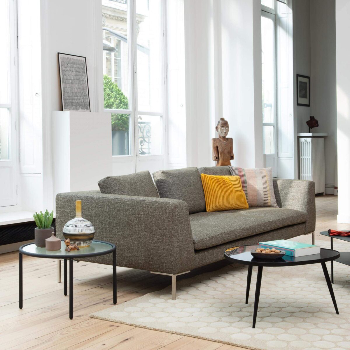 MONTINO three-seater sofa lucca fabric green - Image 2