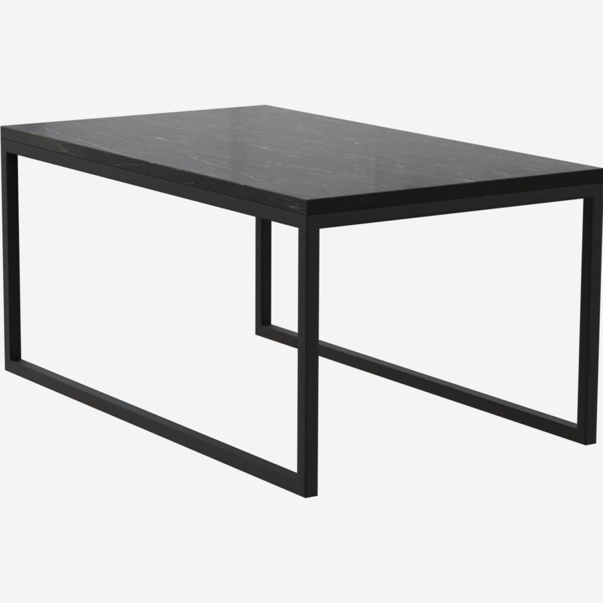 Olik Rectangular coffee table with marble top - Black - Image 2