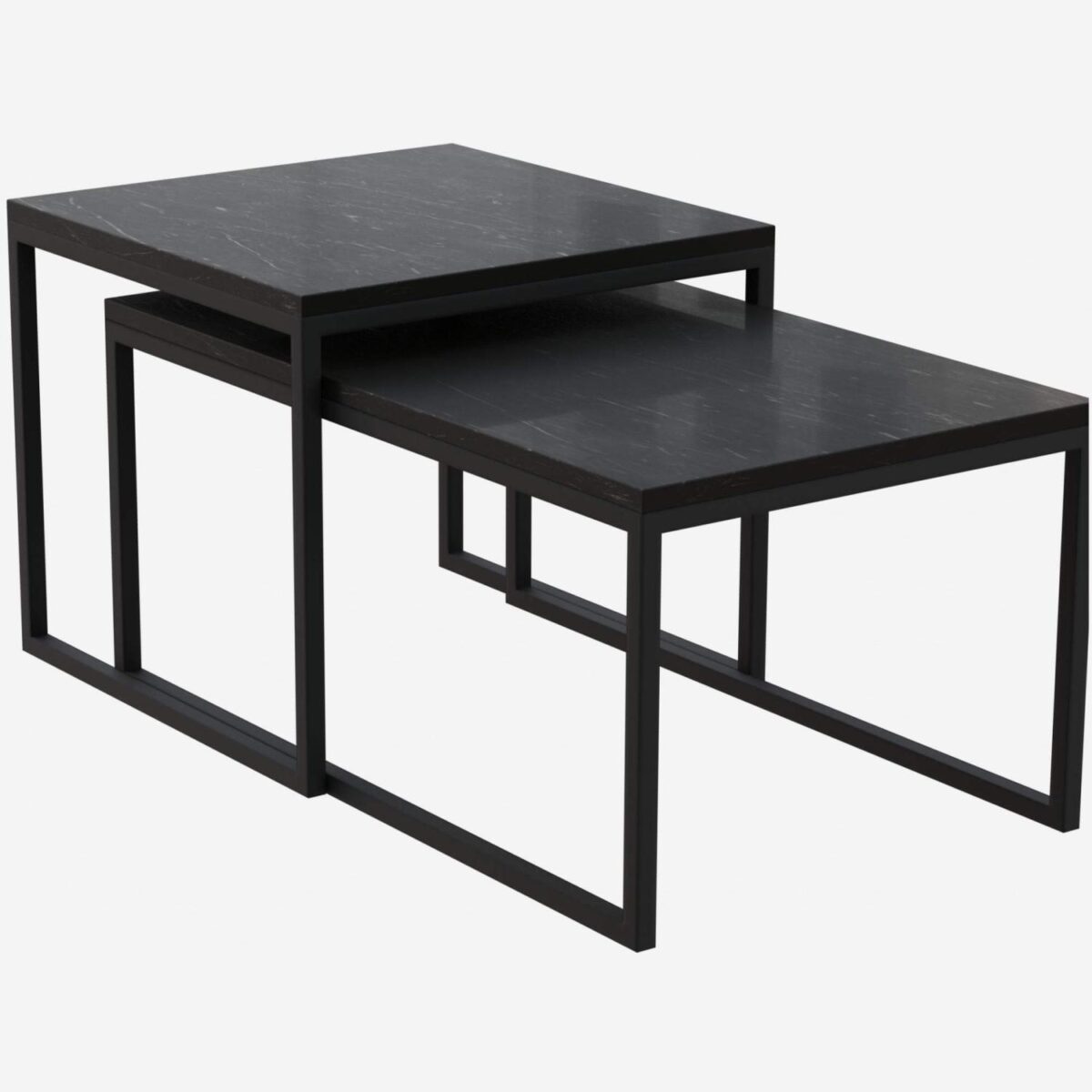 Olik Rectangular coffee table with marble top - Black - Image 4