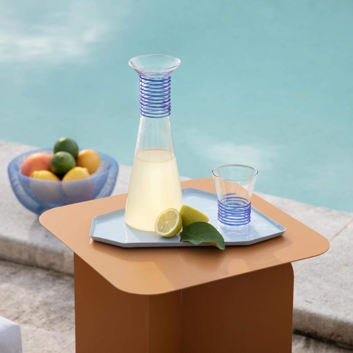 Upie Glass carafe - 1.1 L - Blue - Design by Chloe Le Cam - Image 4