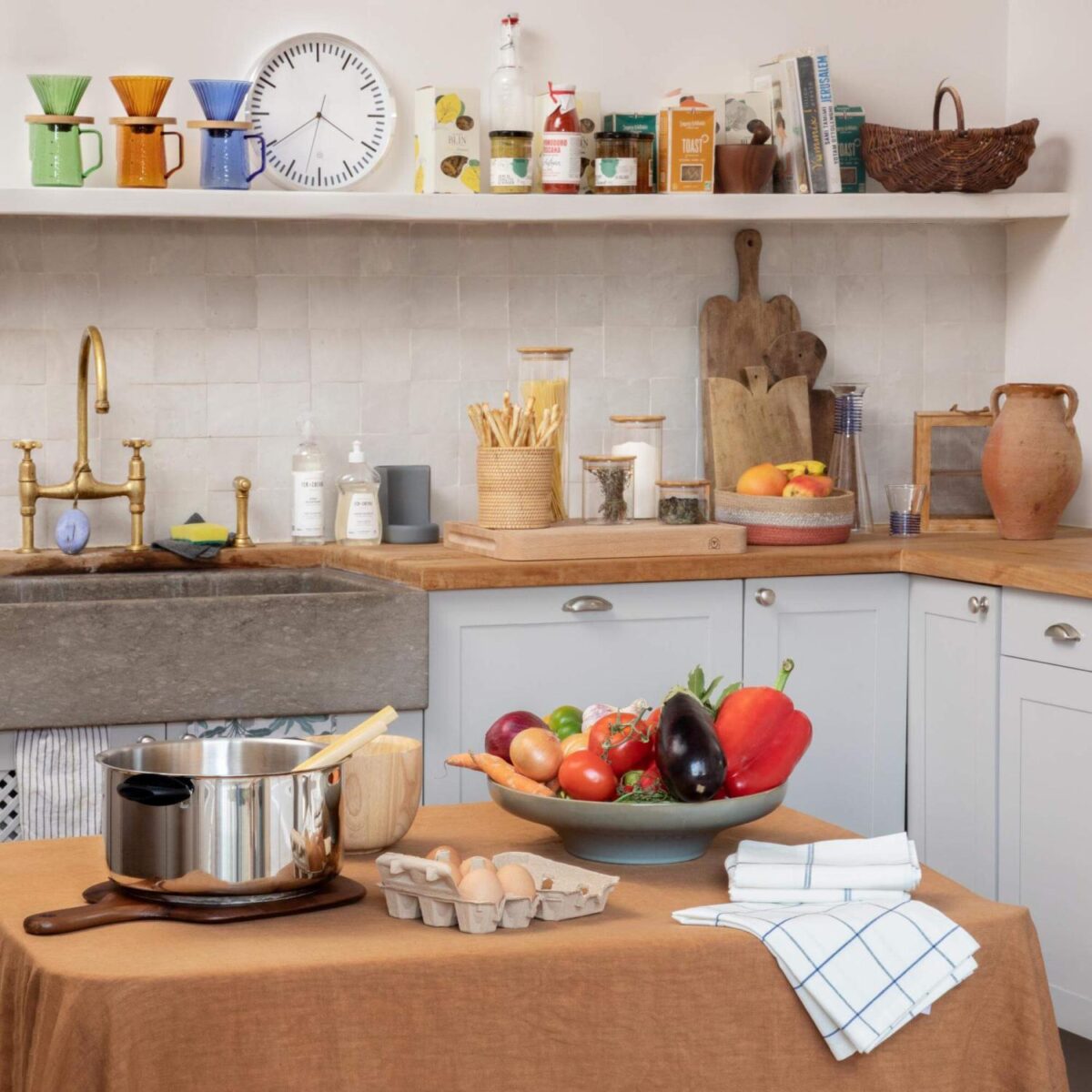 Linen Λινό τραπεζομάντιλο - 150 x 250 cm - Καραμελένιο καφέ - Image 5