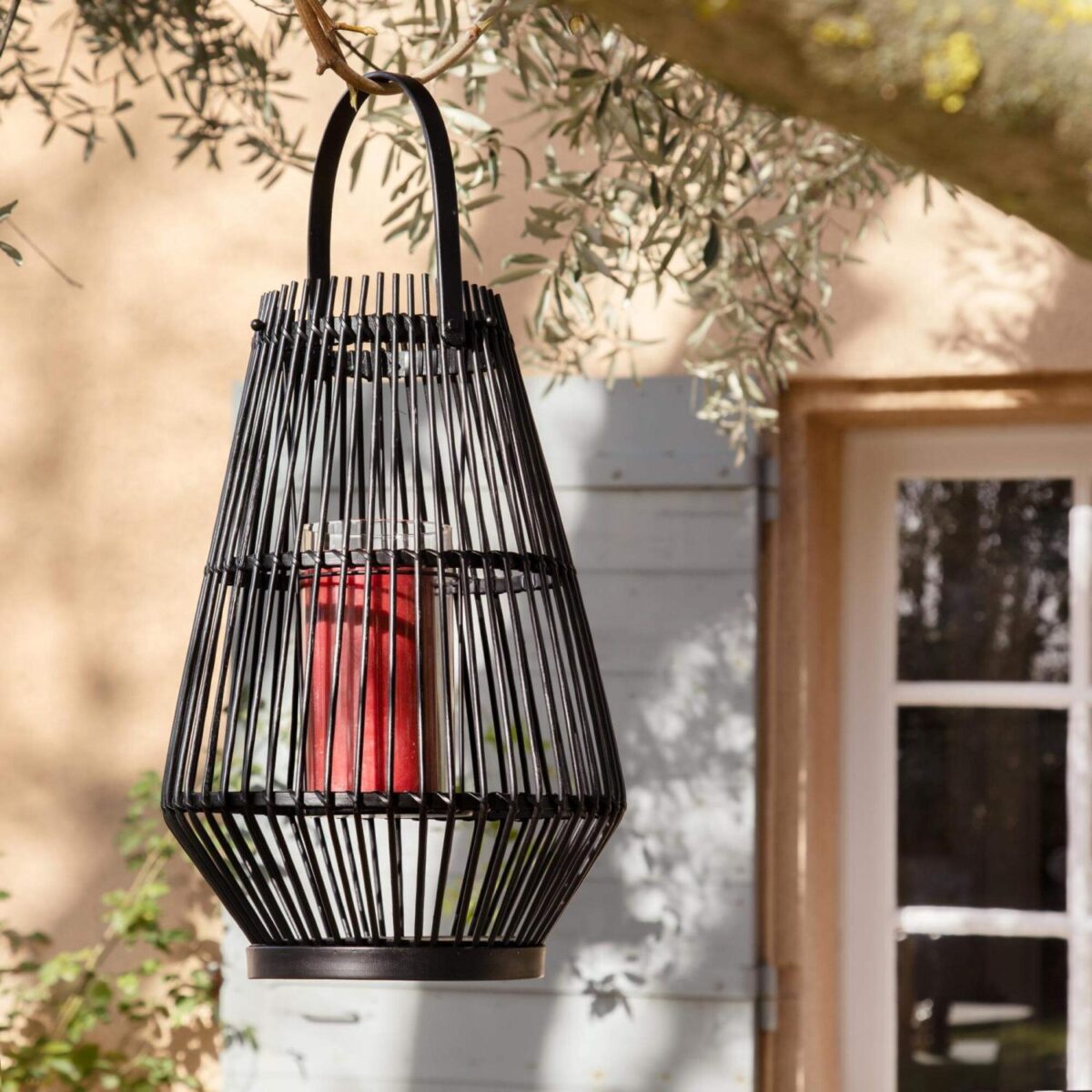 Aurelie Bamboo lantern - 26 x 40 cm - Black - Image 8