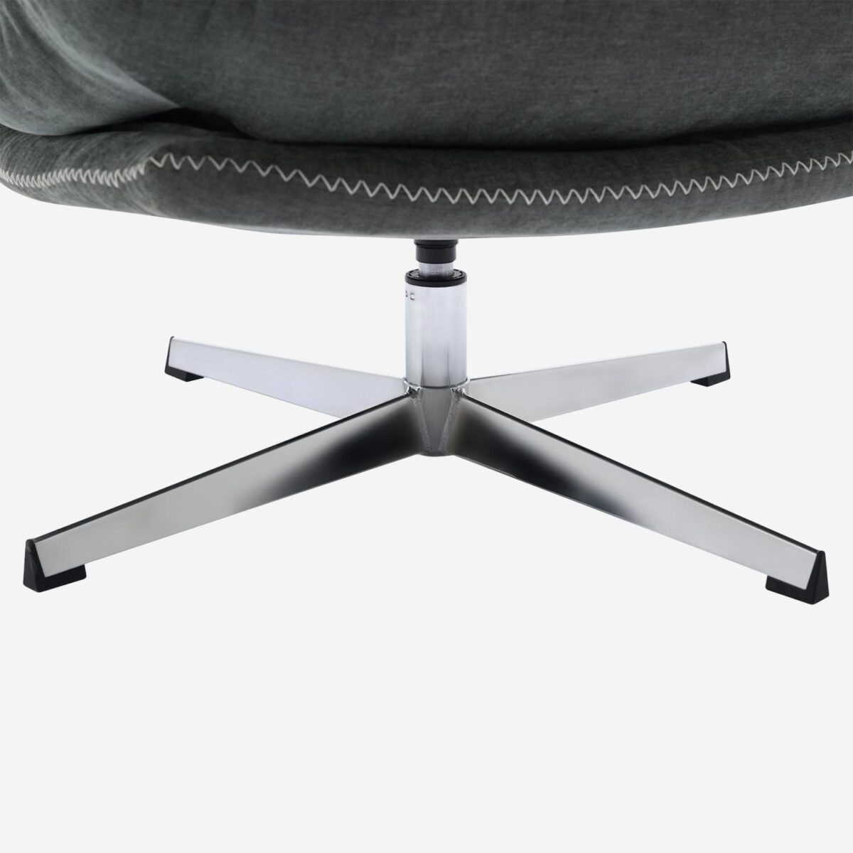 Oderzo Swivel armchair with fabric and chromed metal footrest - fir green - Image 4