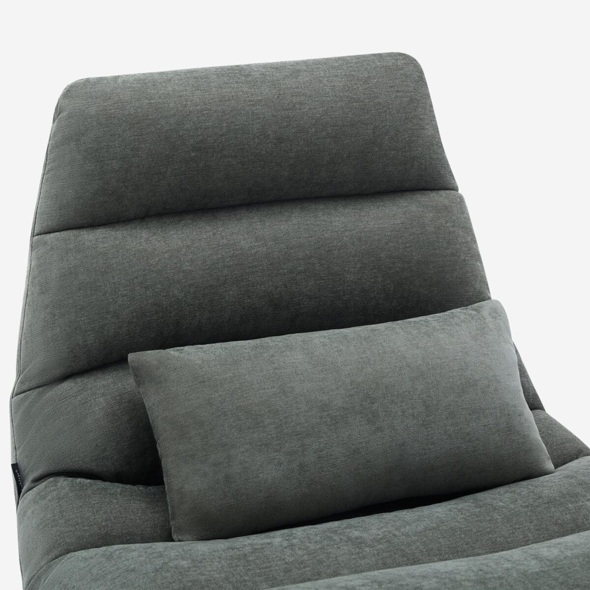 Oderzo Swivel armchair with fabric and chromed metal footrest - fir green - Image 6