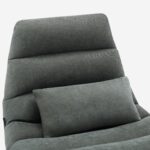 Oderzo Swivel armchair with fabric and chromed metal footrest - fir green - Image 6