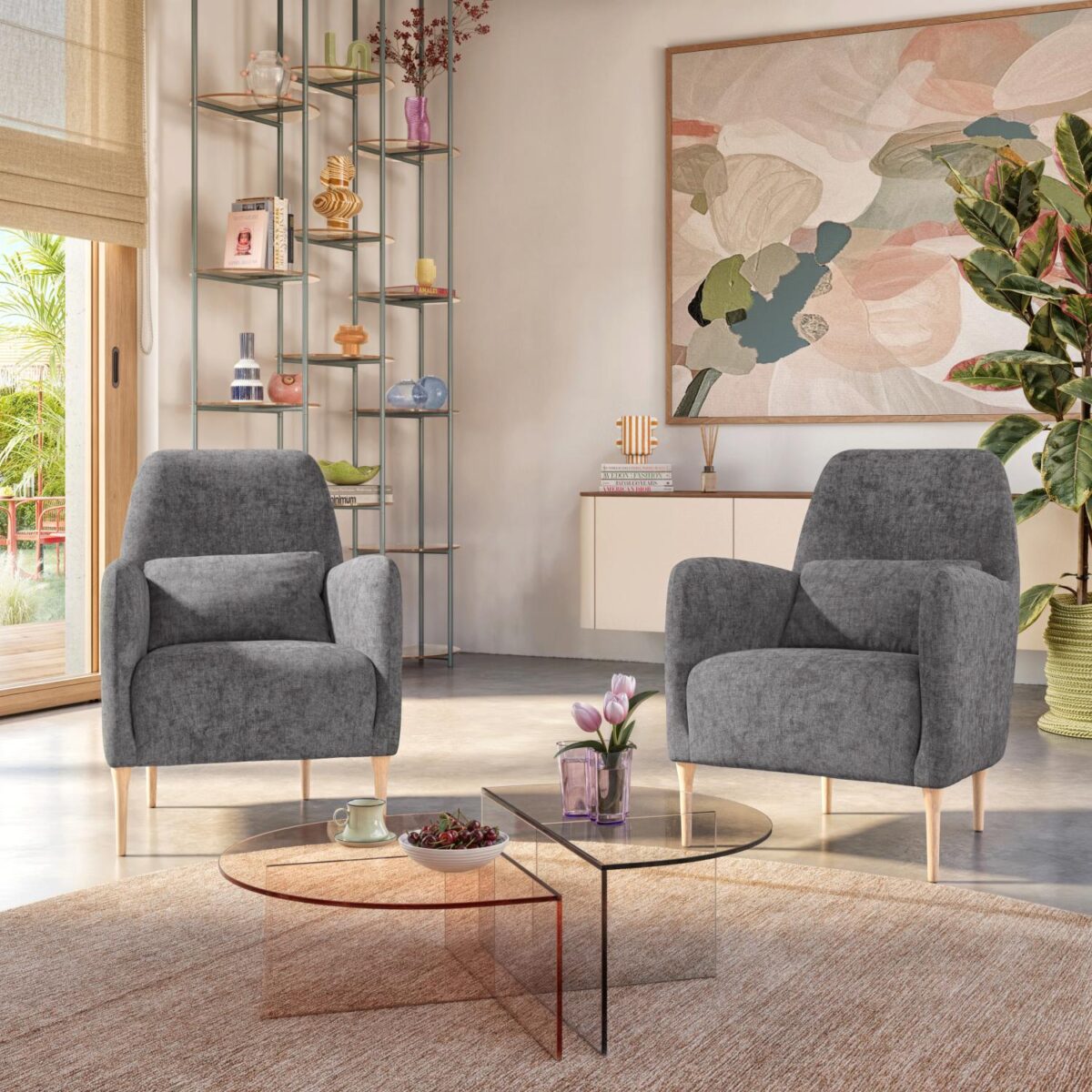 Antoine Fabric armchair - Pebble gray - Design by James Patterson - Image 2