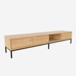 Flavie επιπλο τηλεόρασης από δρυ και μαύρο μέταλλο με 2 πόρτες και 2 συρτάρια - Natural - Design by Helena Pille