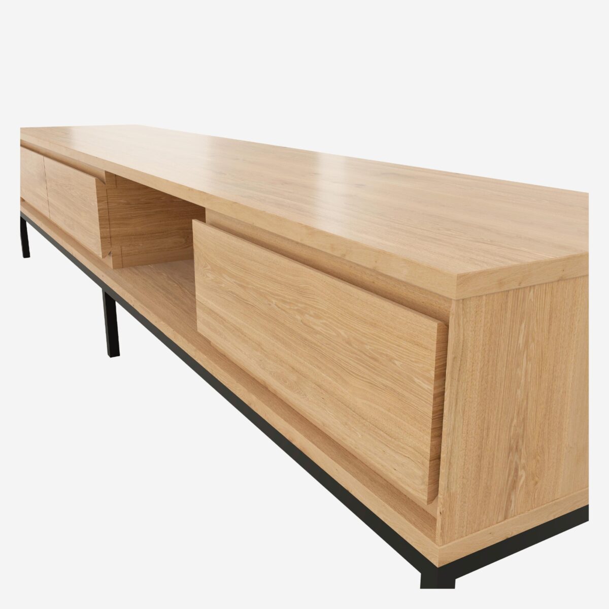 Flavie Sideboard in oak and black metal with 2 doors and 2 drawers - Natural - Design by Helena Pille - Image 6