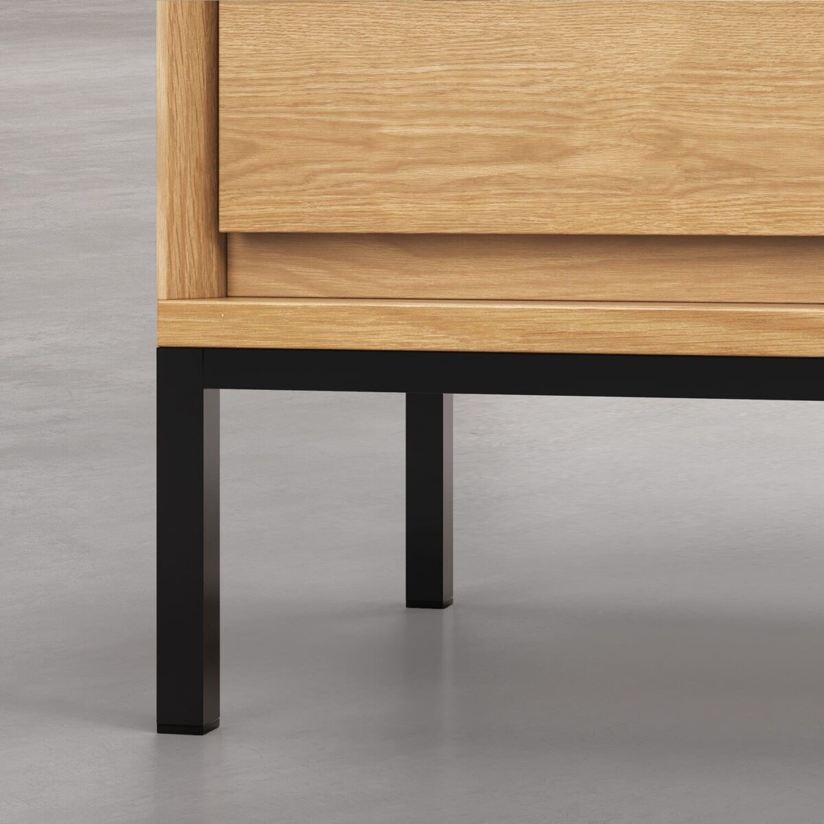 Flavie Sideboard in oak and black metal with 2 doors and 2 drawers - Natural - Design by Helena Pille - Image 9
