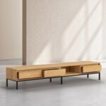 Flavie Sideboard in oak and black metal with 2 doors and 2 drawers - Natural - Design by Helena Pille - Image 4