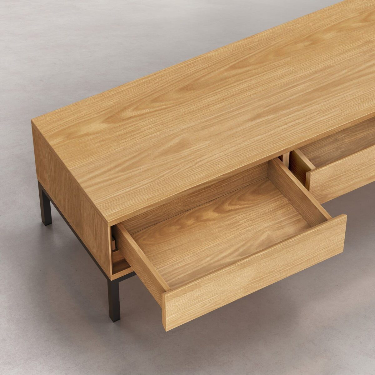 Flavie Sideboard in oak and black metal with 2 doors and 2 drawers - Natural - Design by Helena Pille - Image 10