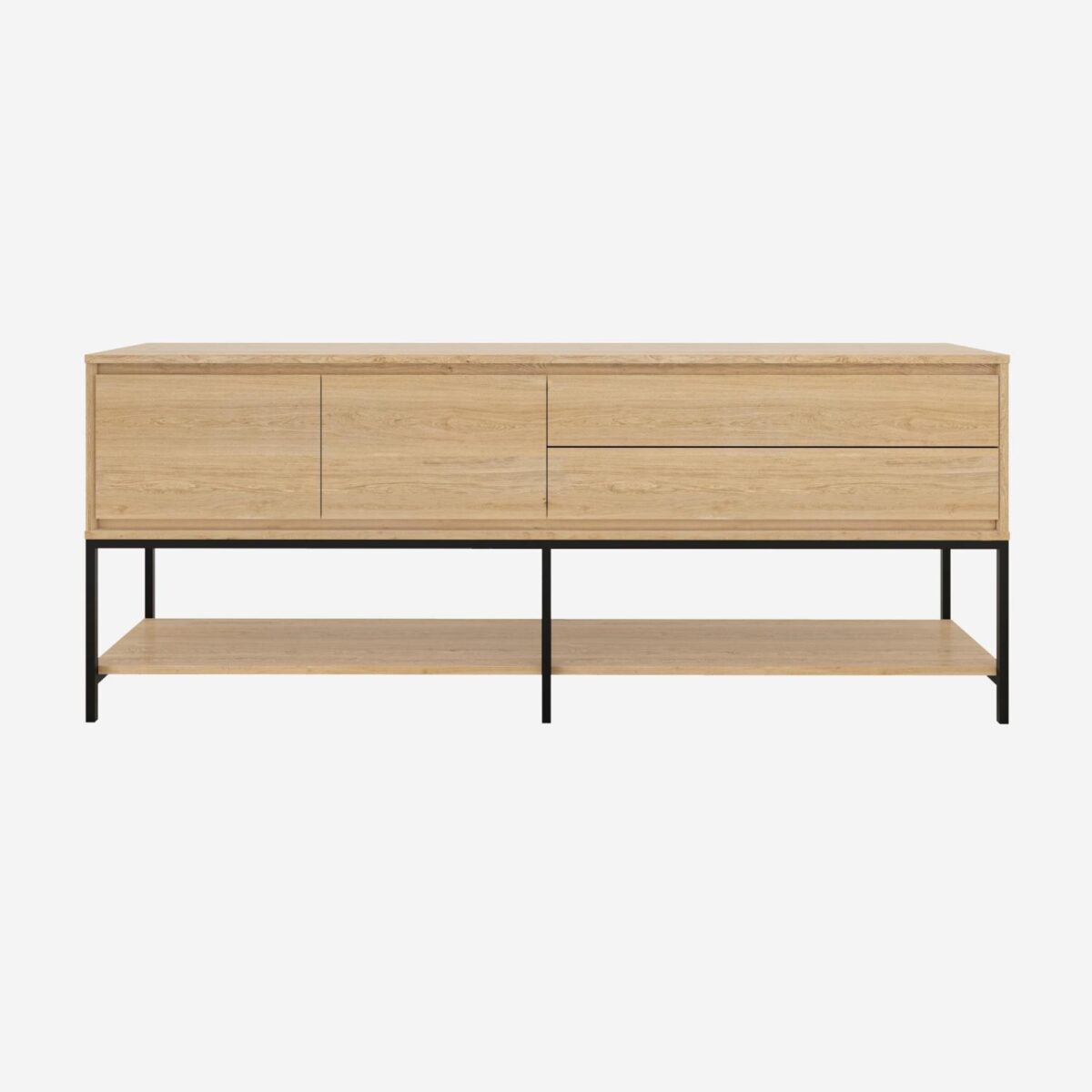 Flavie Μπουφέ από δρυ και μαύρο μέταλλο με 2 πόρτες και 2 συρτάρια - Natural - Design by Helena Pille - Image 5
