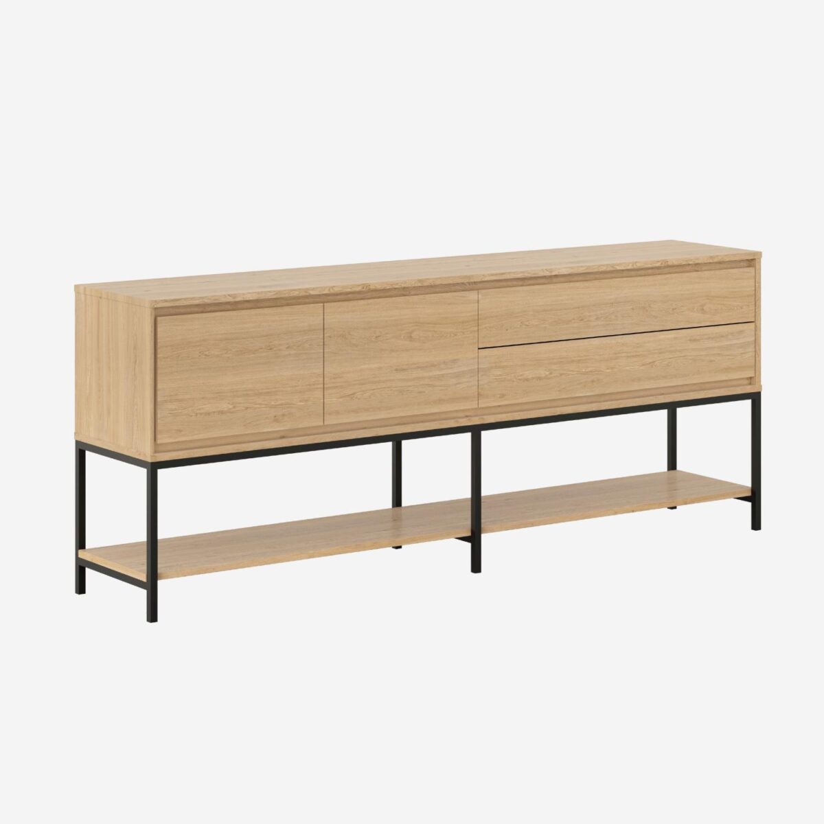 Flavie Μπουφέ από δρυ και μαύρο μέταλλο με 2 πόρτες και 2 συρτάρια - Natural - Design by Helena Pille - Image 6