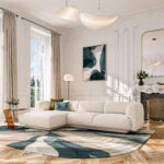 Austin 4-seat sofa left corner with textured fabric -Vanilla Beige- Design by Federica Francin - Image 2