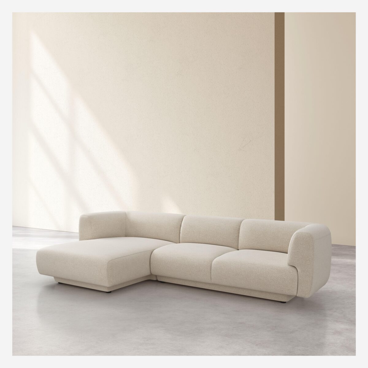 Austin 4-seat sofa left corner with textured fabric -Vanilla Beige- Design by Federica Francin - Image 3