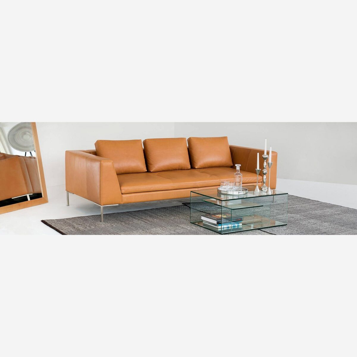 Montino Vintage Leather Two Seater Sofa - Cognac Brown - Image 2
