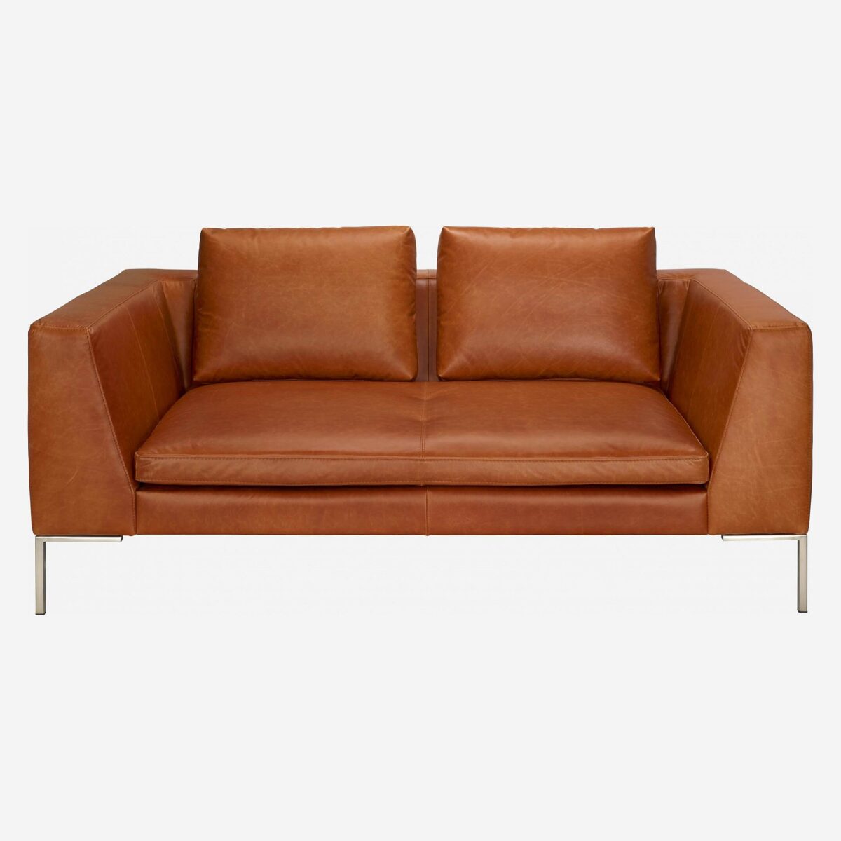 Montino Vintage Leather Two Seater Sofa - Cognac Brown - Image 5
