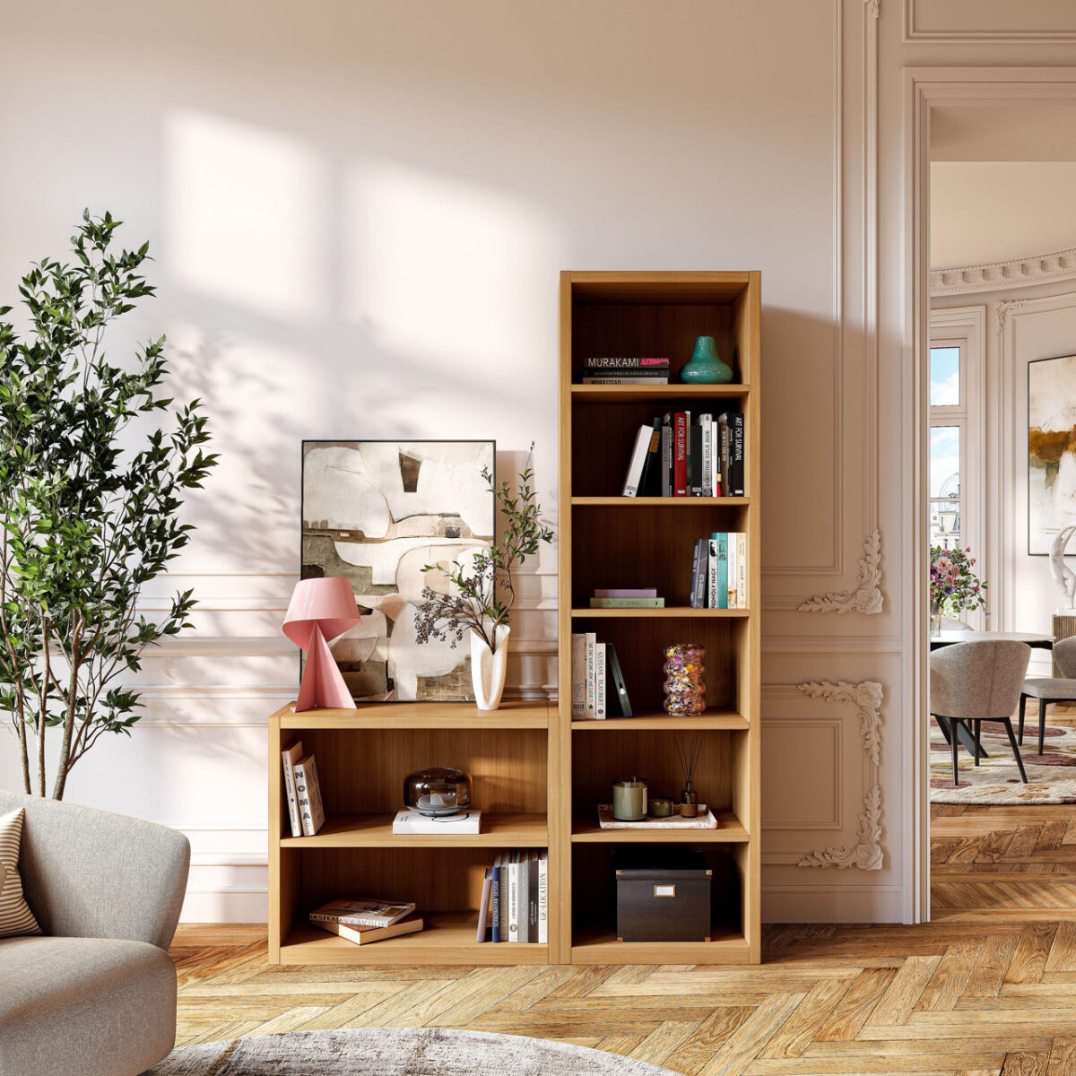 CAMUS Χαμηλή βιβλιοθήκη από δρυ - Φυσικό - Σχεδιασμός: Helena Pille - Image 2